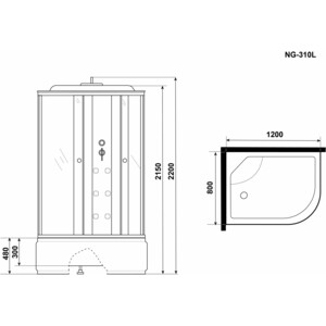 Душевая кабина Niagara NG-310-01L 120х80х220 левая