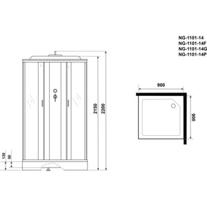 Душевая кабина Niagara NG-1101-14P 90х90х215