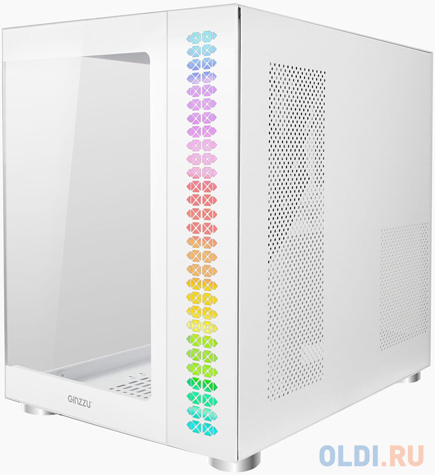Ginzzu V590 RGB подсветка, контроллер CRC10, 4* 12RW6 FAN 12CM RGB, закаленное стекло 1*USB 3.0,1*USB 2.0, AU Белый AT