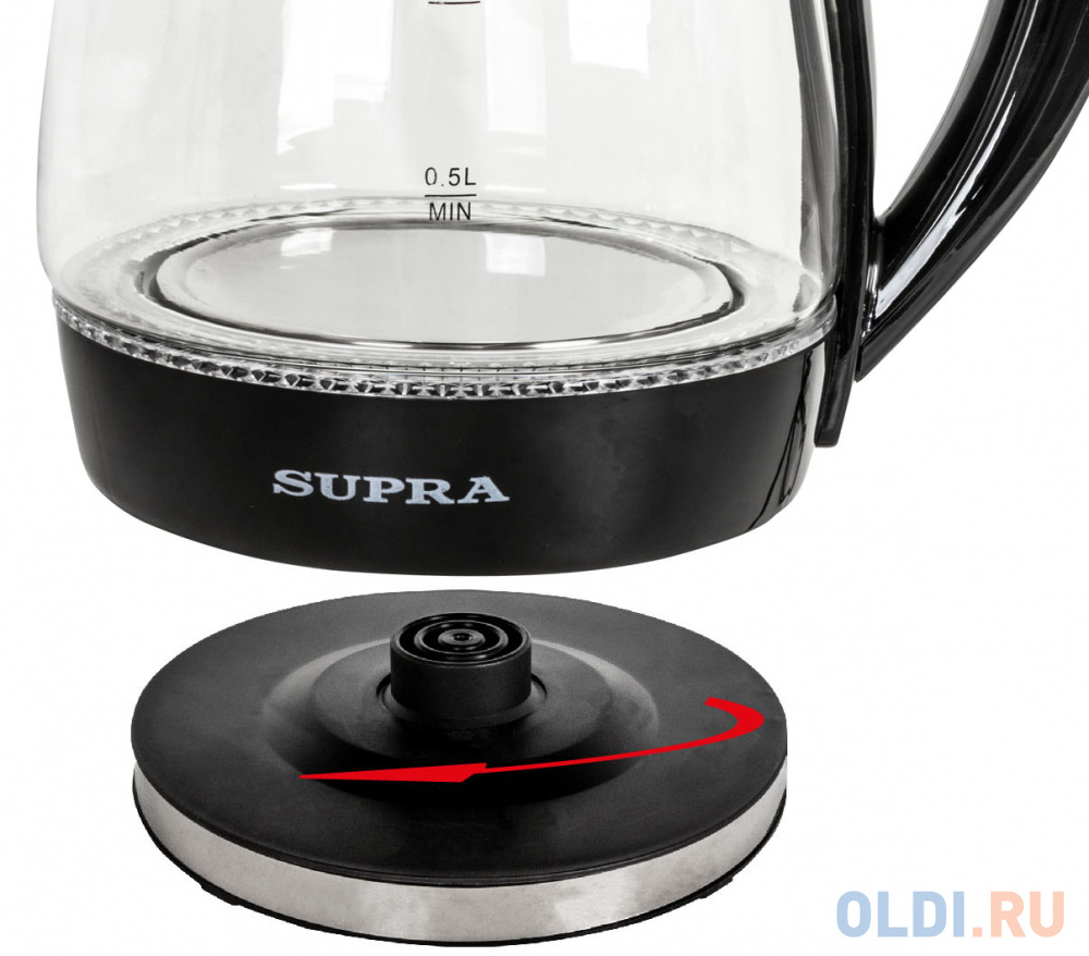 Чайник электрический Supra KES-1855G 1.8л. 1500Вт черный/прозрачный (корпус: стекло)