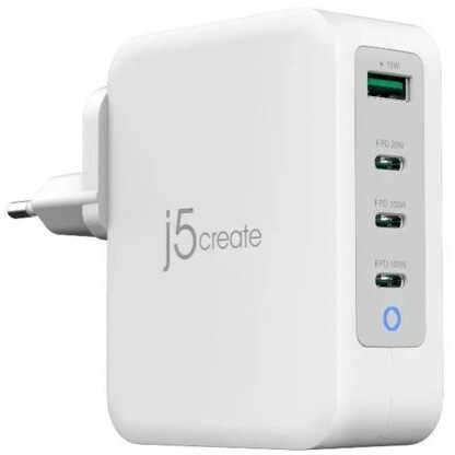 Сетевое зарядное устройство j5create 130 Вт, USB, 3xUSB type-C, Quick Charge, PD, белый (JUP43130E)