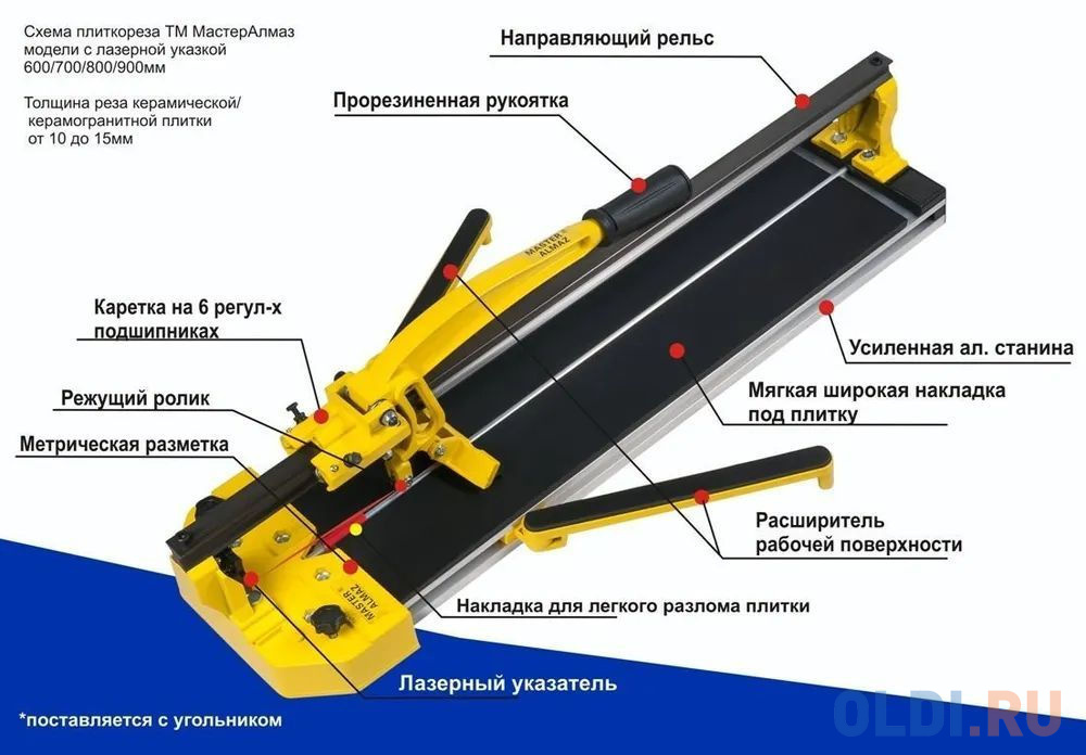 Плиткорез рельсовый 900 мм МастерАлмаз 10509399