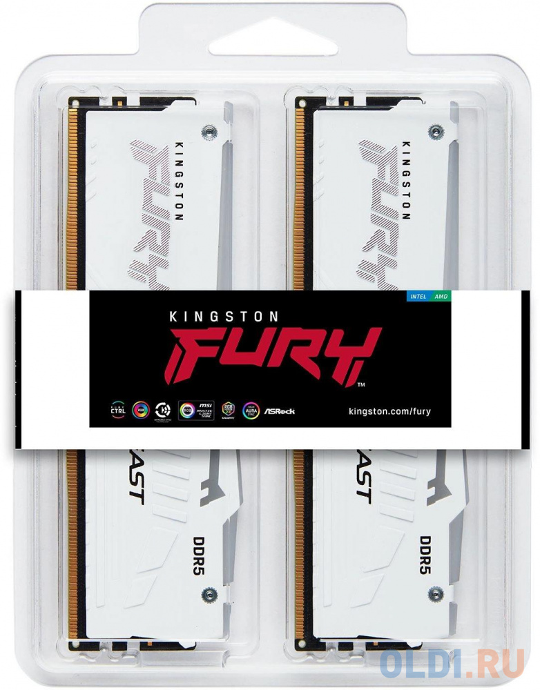 Память DDR5 2x32GB 6000MHz Kingston KF560C36BWEAK2-64 Fury Beast White Expo RGB RTL Gaming PC5-48000 CL36 DIMM 288-pin 1.35В dual rank с радиатором Re в Москвe