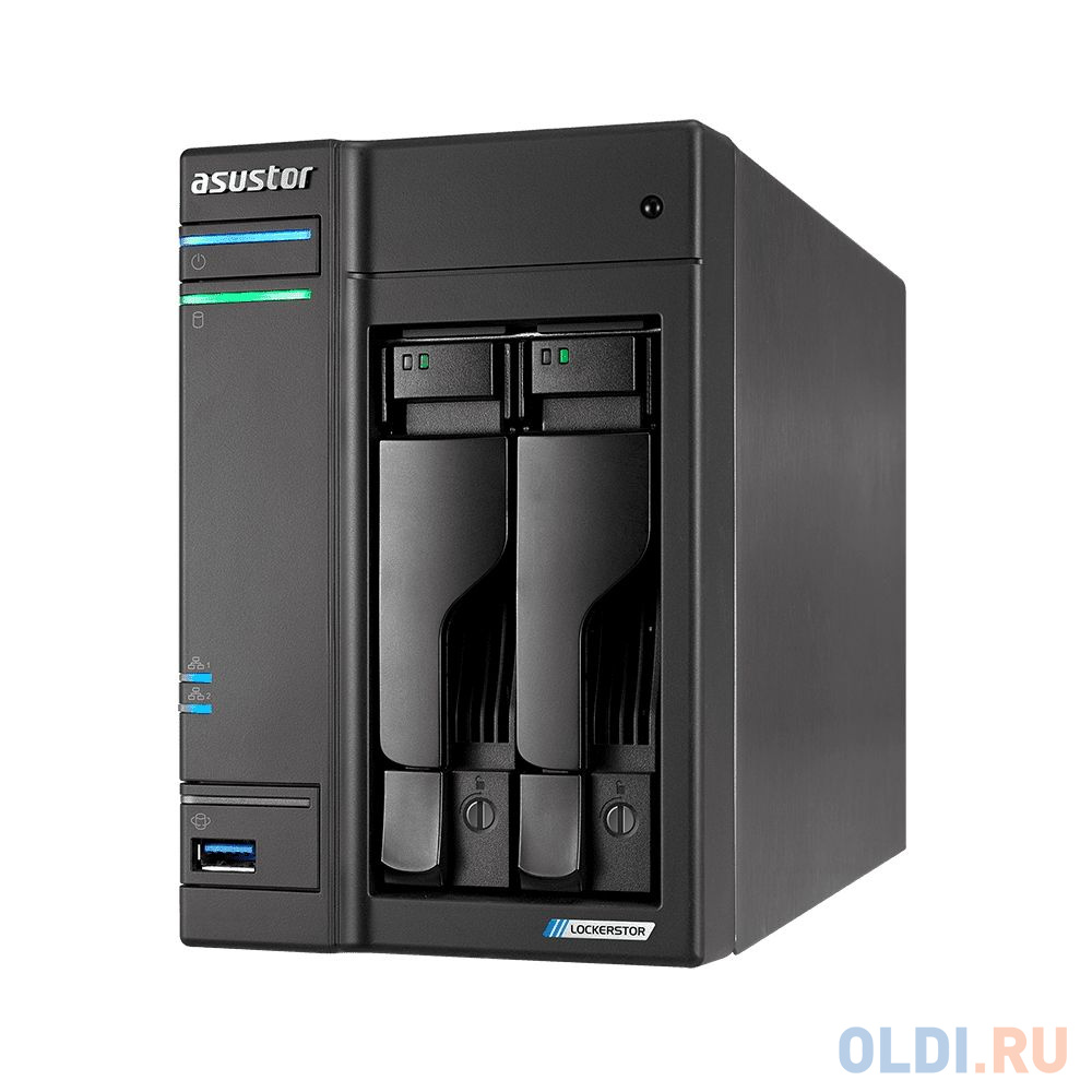 ASUSTOR AS6602T 2-Bay NAS/Media player/Intel Celeron J4125 2.0GHz up to 2.7GHz (Dual-Core ), 4GB SO-DIMM DDR4, noHDD(HDD,SSD),/2x1GbE(LAN)/3xUSB3.2,HD в Москвe