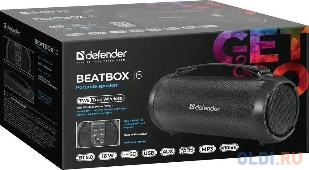 Акустическая система DEFENDER BEATBOX 16 Цвет черный да 1 кг 65216 в Москвe