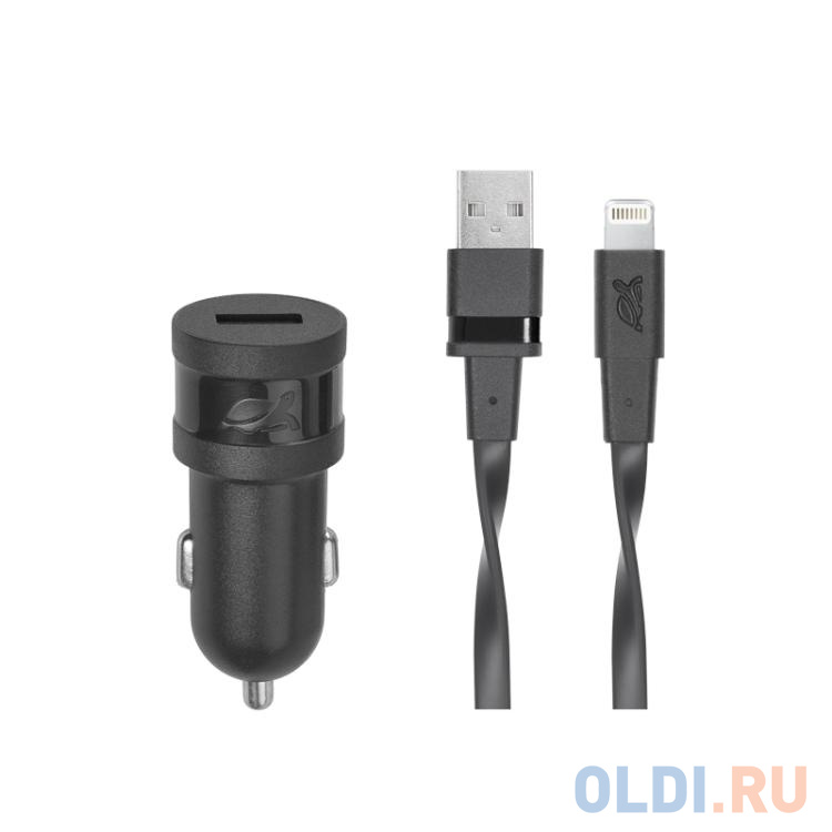 Автомобильное зарядное устройство RIVAPOWER VA4215 BD2 черное 1,0A / 1USB, с кабелем MFi Lightning в Москвe