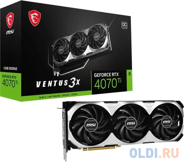 Видеокарта MSI PCI-E 4.0 RTX 4070 Ti VENTUS 3X E1 12G OC NVIDIA GeForce RTX 4070TI 12288Mb 192 GDDR6X 2610/21000 HDMIx1 DPx3 HDCP Ret в Москвe