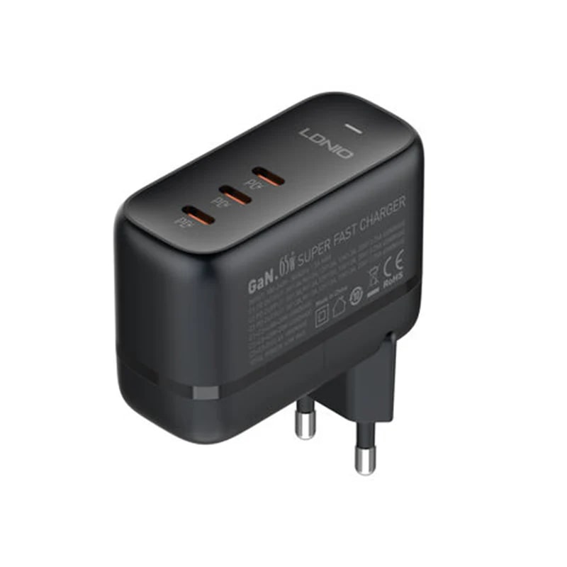 Зарядное устройство Ldnio Q367 3xUSB-C 3.3-20V 65W + кабель PD Black LD_C3474