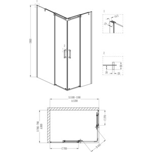 Душевой уголок Grossman Galaxy 120x80 прозрачный, хром, левый (GR-3120L)