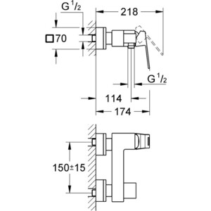 Смеситель для душа Grohe Eurocube суперсталь (23145DC0)