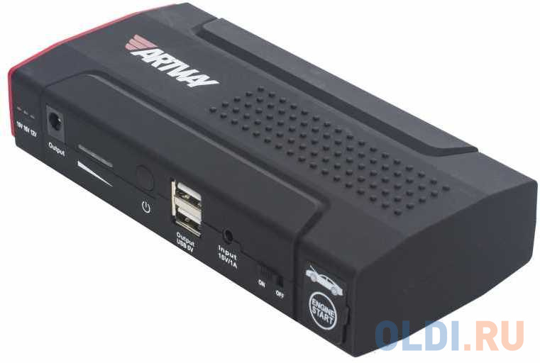 Пуско-зарядное устройство Artway JS-1014 	3.5 А (DC-Out 19 В), 2 A (DC-Out 12 В или USB), 200 А (Пусковой ток; до 400 А - пиковая нагрузка)