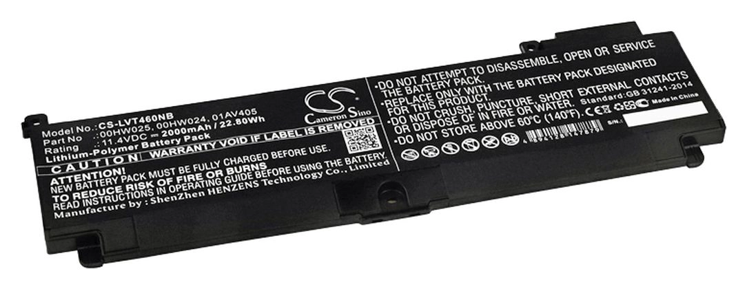 Аккумуляторная батарея CameronSino для Lenovo T460s, ThinkPad T470s, 11.4V, 2000mAh, 22.8Wh, черный (CS-LVT460NB) в Москвe