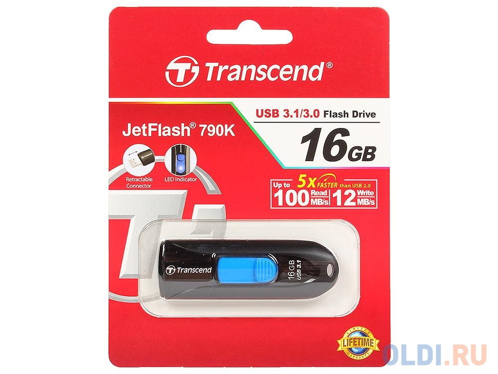 Внешний накопитель 16GB USB Drive &lt;USB 3.0 Transcend 790K (TS16GJF790K)