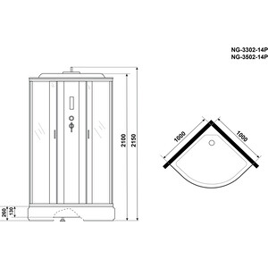 Душевая кабина Niagara NG-3302-14P 100х100х215