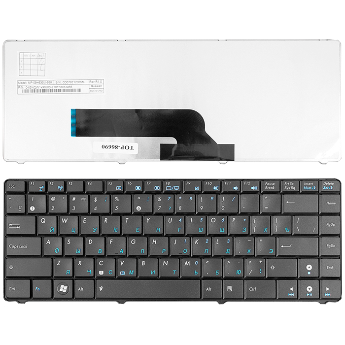Клавиатура для ноутбука Asus K40 K40E K40IN K40IJ K40AB K40AN X8AC X8AE F82 P80 P81 Series. черный (TOP-86690)