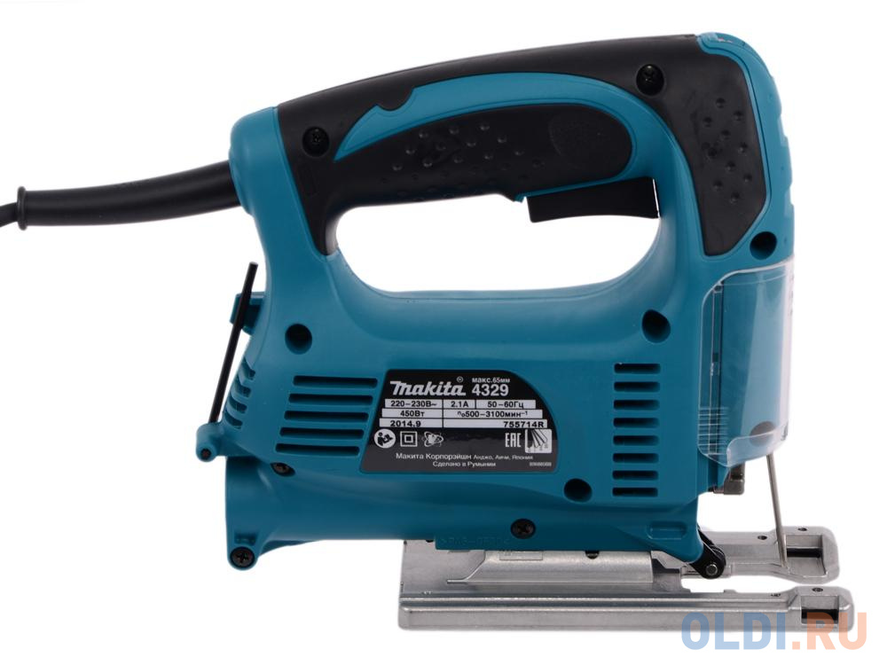 Лобзик Makita 4329X1 в\\рук,450Вт,500-3100об\\м,ход-18мм,рез-65мм,1.9кг,кор,маятн,набор A-86898