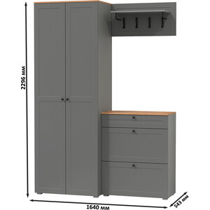 Прихожая Моби Остин 17, цвет серый графит/дуб крафт золотой (1028035) в Москвe