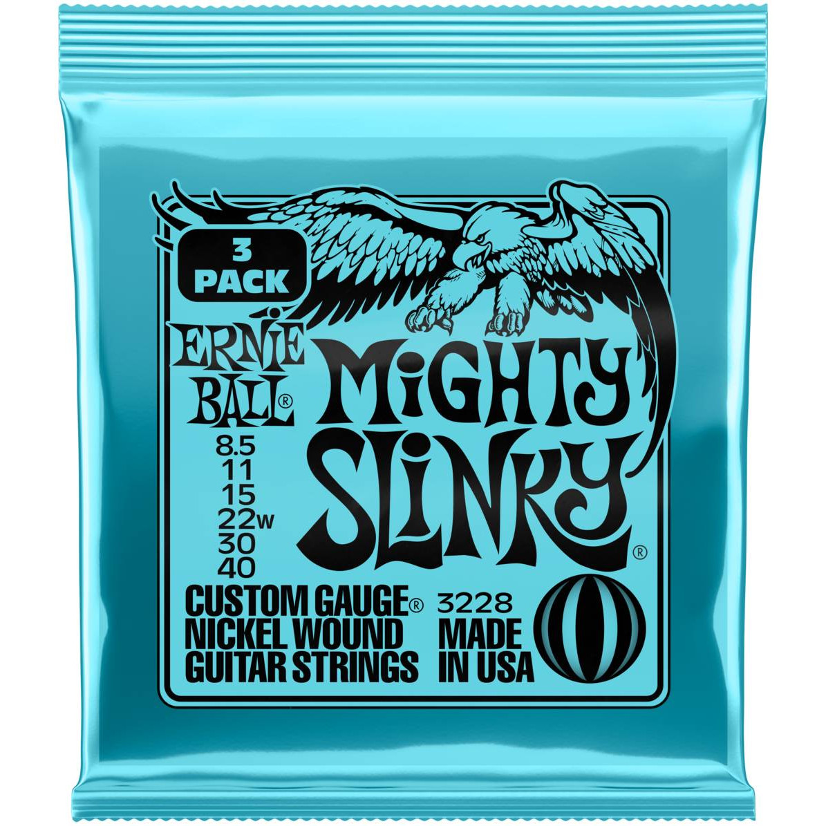 Струны для электрогитары ERNIE BALL 3228 Nickel Slinky Mighty 3 Pack 8.5-40 в Москвe