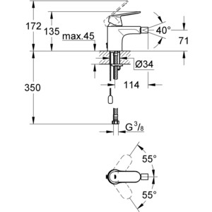 Смеситель для биде Grohe Eurosmart Cosmopolitan с цепочкой (32840000)