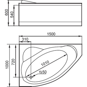 Акриловая ванна Gemy 150x100 с гидромассажем (G9009 B L)