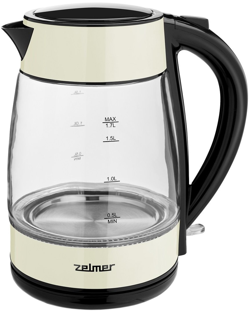 Чайник Zelmer ZCK8011I 1.7л. 2200Вт, Скрытый, стекло, бежевый/черный