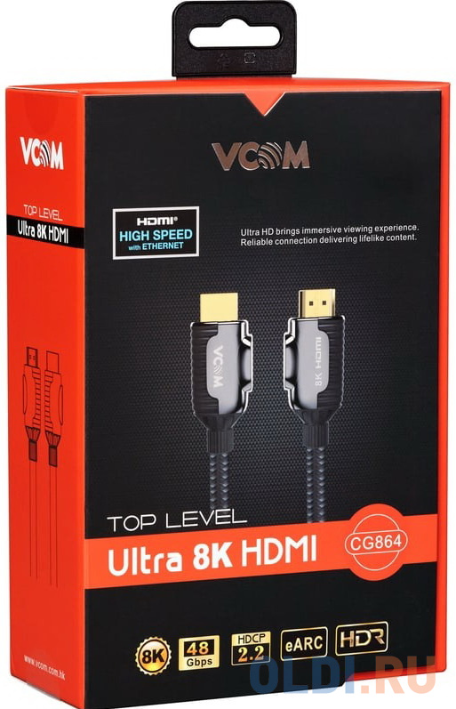 Кабель HDMI 19M/M,ver. 2.1, 8K@60 Hz 3m VCOM <CG864-3M> в Москвe