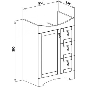 Тумба с раковиной Runo Мерида 61х42 белая (00-00000823, S-UM-CAR60/1-w) в Москвe