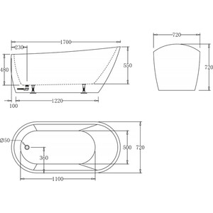 Акриловая ванна BelBagno 170х72 (BB62-1700-W0)