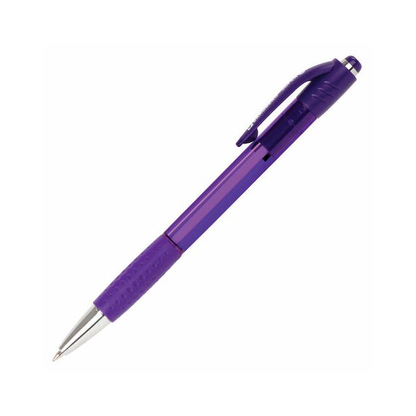 Ручка шариковая автоматическая с грипом BRAUBERG SUPER, СИНЯЯ, корпус фиолетовый, узел 0,7 мм, линия письма 0,35 мм, 143373 (24 шт.)