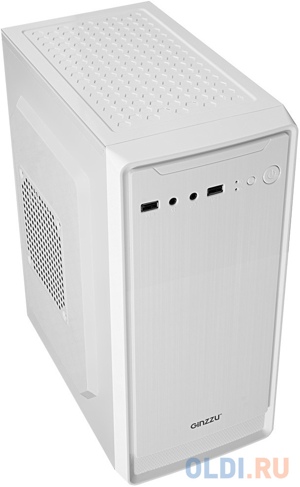 Корпус MiniTower Ginzzu B185 White mATX,2xUSB2.0, белый,w/o PSU, w/o fan (Ginzzu B185)