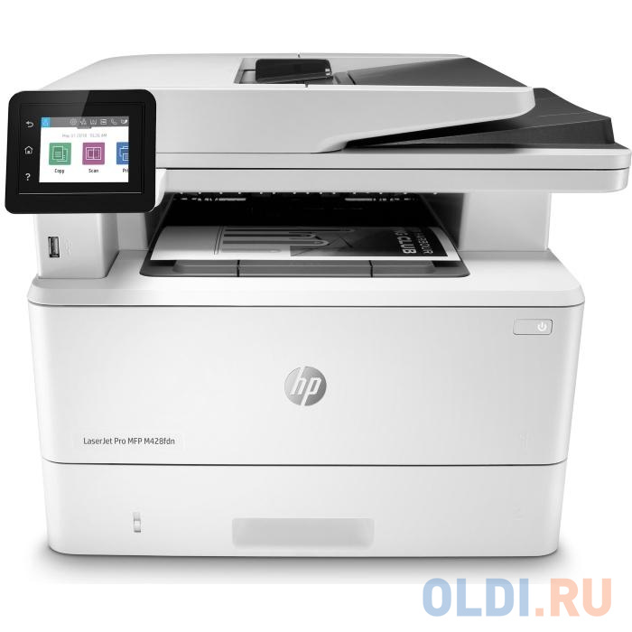 МФУ HP LaserJet Pro M428fdn RU <W1A32A> принтер/сканер/копир/факс, A4, ADF, дуплекс, 38 стр/мин, 512Мб, USB, LAN (замена F6W17A M426fdn)