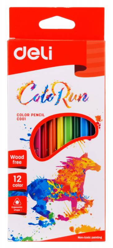 Карандаши цветные Deli ColoRun 12 цветов EC00100 (24 шт. в уп-ке)