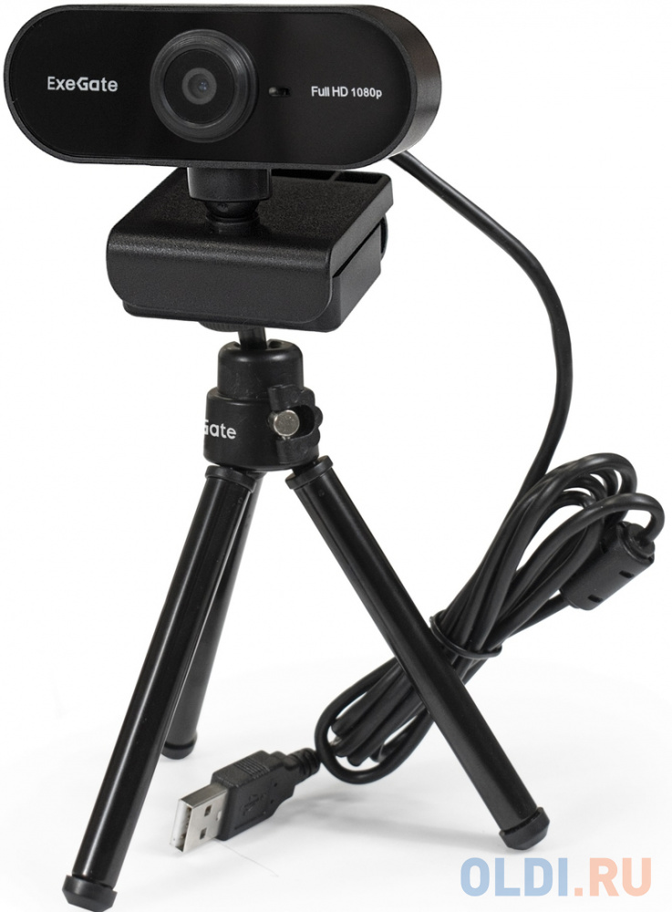 Exegate EX287379RUS Веб-камера ExeGate Stream C925 FullHD T-Tripod (матрица 1/3" 2 Мп, 1920х1080, 1080P, 30fps, 4-линзовый объектив, шторка, фикс в Москвe