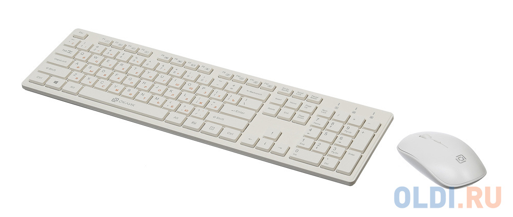 Клавиатура + мышь Oklick 240M клав:белый мышь:белый USB беспроводная slim Multimedia