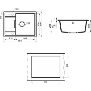 Кухонная мойка и смеситель Point Стил 65 с дозатором, белая (PN3009W, PN3104W, PN3201W)