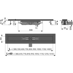 Душевой лоток AlcaPlast с решеткой Simple 10 матовый черный (APZ10BLACK-650M / AG101101650)