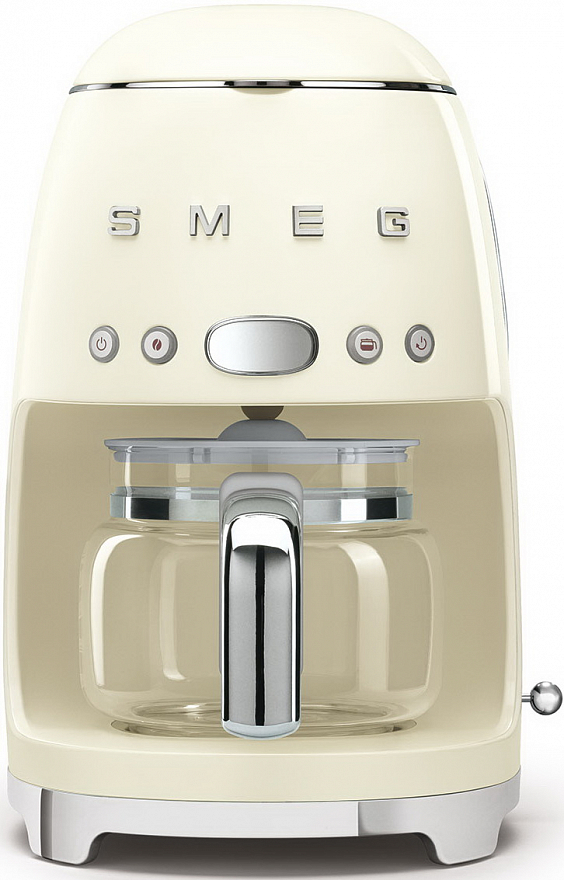 Кофеварка капельная SMEG 50's Style DCF02CREU, 1.05 кВт, кофе молотый, 1.4 л, дисплей, кремовый (DCF02CREU)