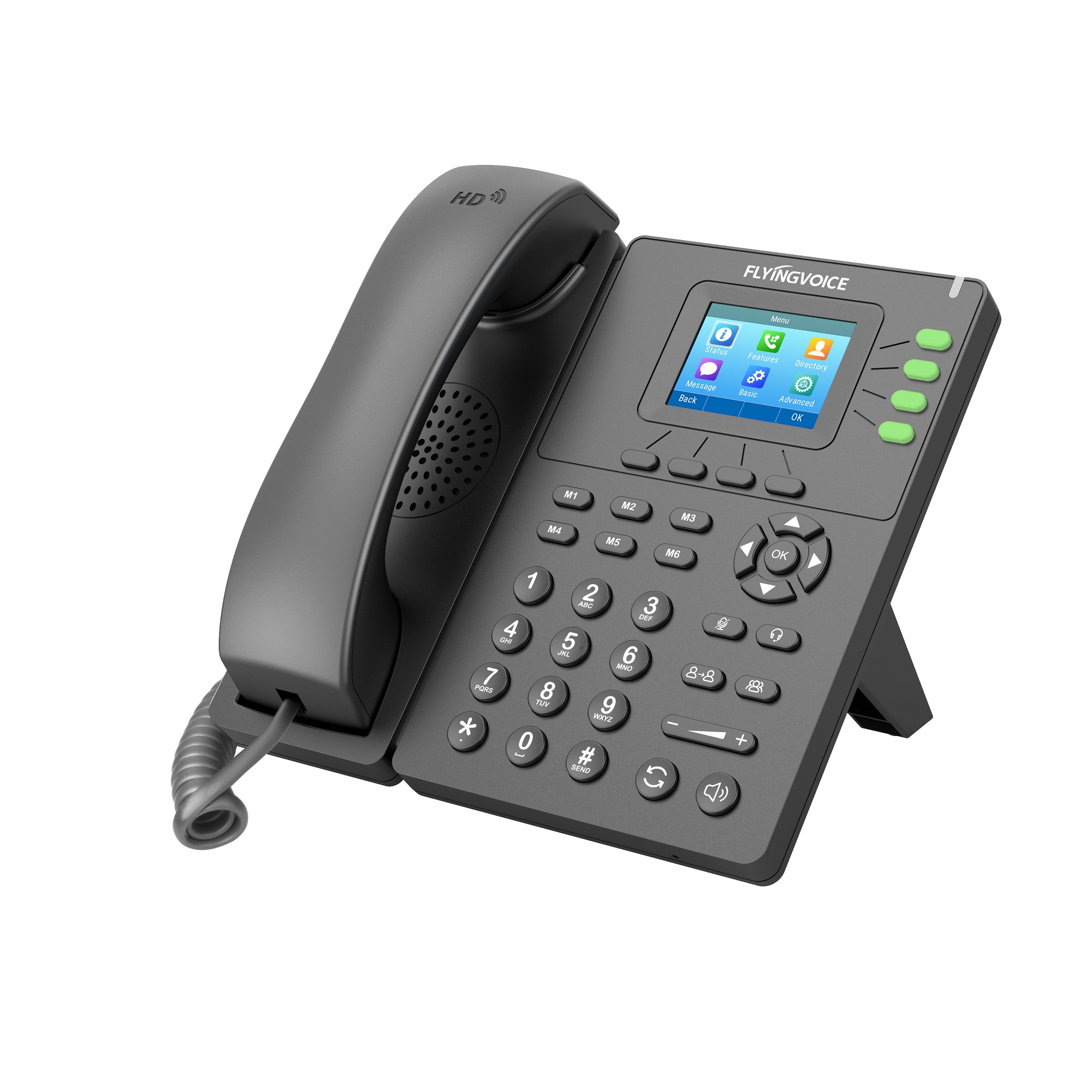 VoIP-телефон FLYINGVOICE P21P, 4 линии, 4 SIP-аккаунта, цветной дисплей, PoE, серый (P21P)