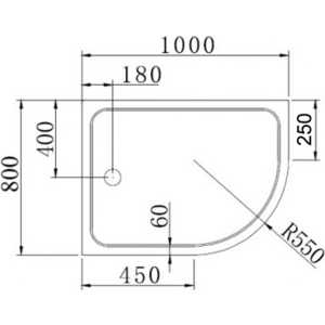 Душевой поддон Cezares Tray A-RH 100х80 левый, акриловый (TRAY-A-RH-100/80-550-15-W-L)