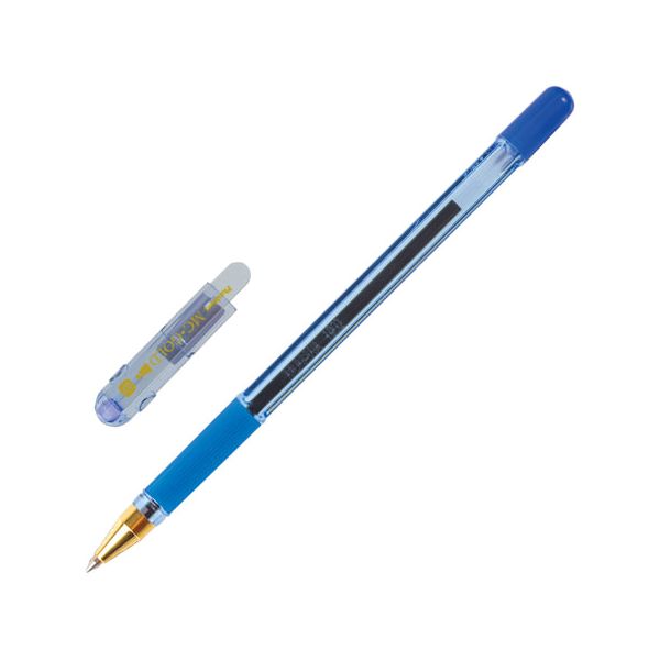 Ручка шариковая масляная с грипом MUNHWA MC Gold, СИНЯЯ, корпус тонированный синий, узел 0,7 мм, линия письма 0,5 мм, BMC07-02, (24 шт.)