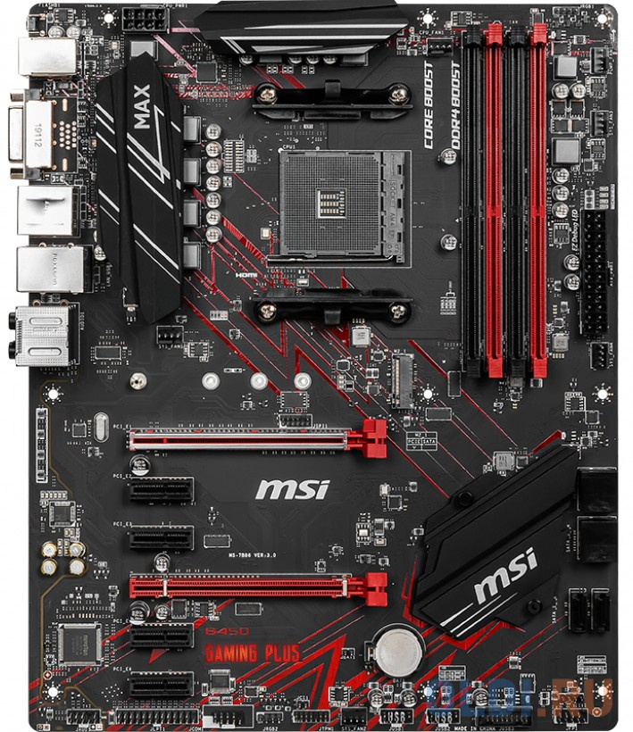 Материнская плата MSI B450 GAMING PLUS MAX Socket AM4 AMD B450 4xDDR4 2xPCI-E 16x 4xPCI-E 1x 6 ATX Retail