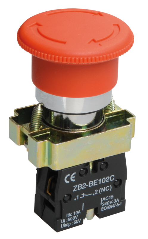 Кнопка грибовидная 22 мм 1NC, красный, IEK LAY5-BS542 (BBG90-BS-K04)