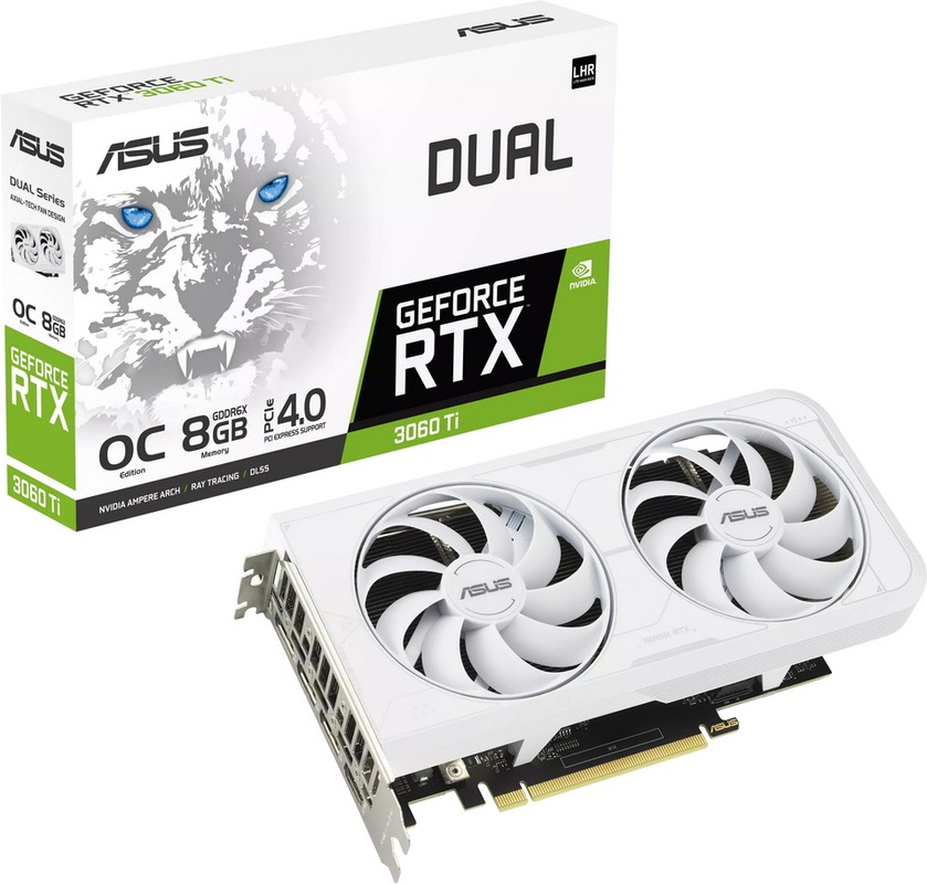 Видеокарта ASUS RTX 3060 8GD 6X TI DUAL WHITE (90YV0IP2-M0NA00)