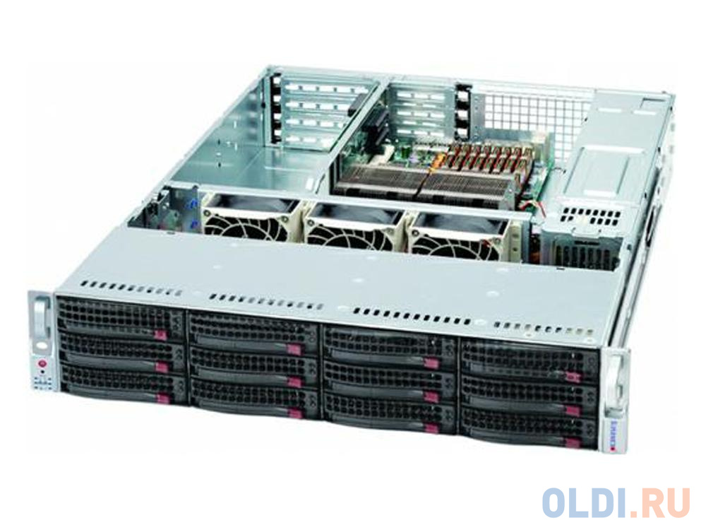 Корпус Supermicro CSE-826BE1C-R920LPB 2U, up 12x3.5 Hot Plug SAS/SATA/SAS3 + 2x2.5(Rear) Hot Plug HDD, 2x920W (RPS), Rack Rails, 3xFAN, 13.68"x13