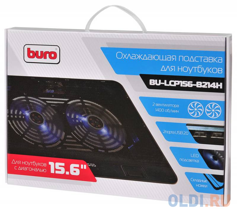 Подставка для ноутбука 15.6" Buro BU-LCP156-B214H металл/пластик 1400об/мин 21db черный
