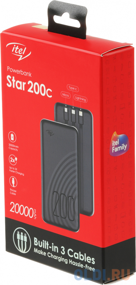 Внешний аккумулятор Power Bank 20000 мАч Itel Itel Star 200С черный