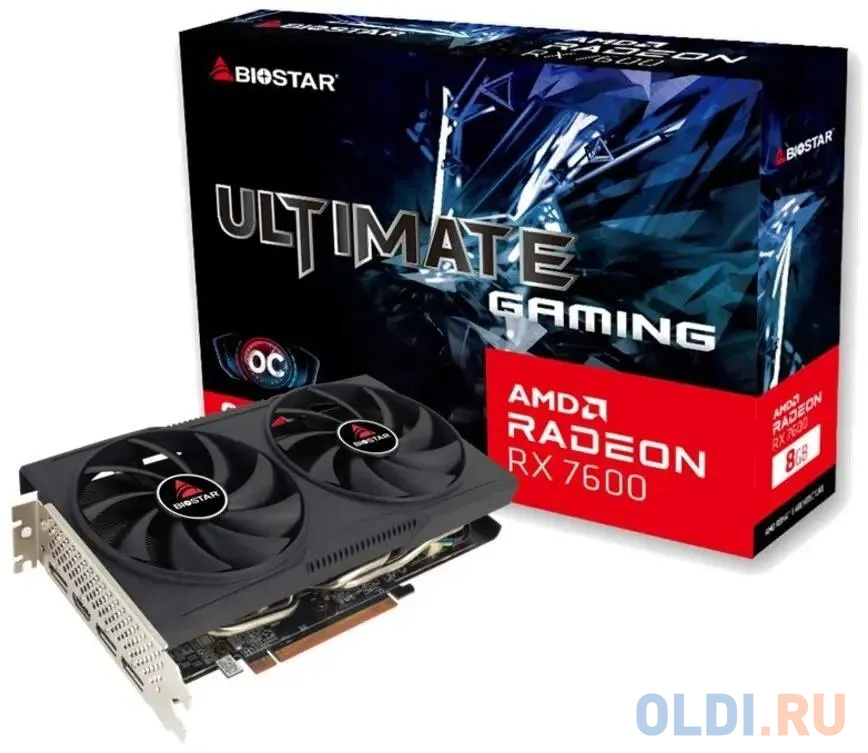 Видеокарта Biostar PCI-E 4.0 VA76S6RM81 RX7600 OC AMD Radeon RX 7600 8Gb 128bit GDDR6 2318/18000 HDMIx1 DPx3 HDCP Ret