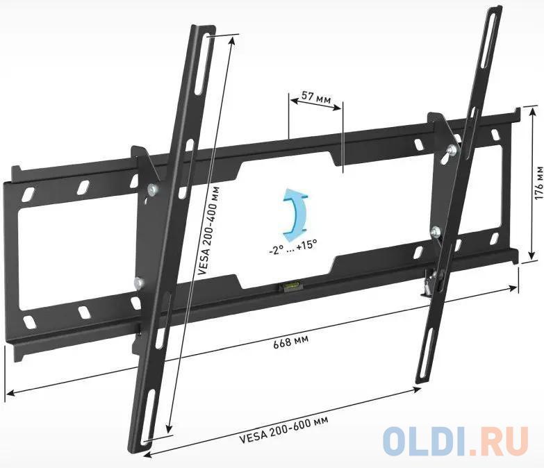 Кронштейн для телевизора Holder LCD-T8602-B черный 55"-100" макс.75кг настенный наклон в Москвe