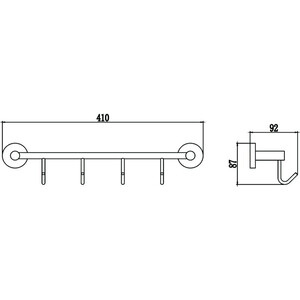 Планка Savol серия 87 4 крючка, хром (S-008774)