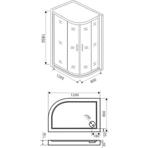 Душевой уголок Good Door Latte R 120x80 матовый Grape, хром матовый (R-120-G-WE)